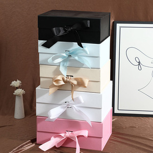 Các tông Quà tặng hộp giấy từ đóng bao bì sang trọng gấp lớn hộp giấy tùy chỉnh cho quần áo với ruy băng - Product Image 1