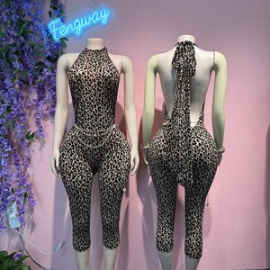 <span class=keywords><strong>Tuta</strong></span> intera sexy da <span class=keywords><strong>donna</strong></span> senza schienale con stampa leopardata, senza maniche, per l'estate 2026, <span class=keywords><strong>tuta</strong></span> attillata da club, di tendenza - Product Image 2