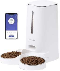 Distributeur automatique de nourriture pour animaux de compagnie <span class=keywords><strong>FUKUMARU</strong></span> en acier inoxydable, 4L, double bol pour chats, WiFi, minuterie, contrôle des portions - Product Image 1