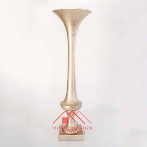Trompette décorative de mariage, vase de sol en aluminium fini nickel, design unique, grand avec colonne pour hôtels et restaurants à domicile - Product Image 3