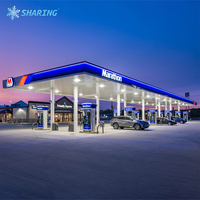 Auvent de station-service extérieur sur mesure IP65 / Accessoires en acier avec cadre LED certifié SAA pour signalisation de direction et pompe à carburant, garantie 2 ans