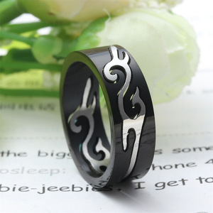 <b>Titanium</b> Steel Flame <b>Ring</b> <b>Black</b> Unisex Daily Wear Jewelry 2303 - Product Image 1