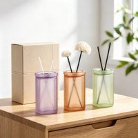 Bouteille d'aromathérapie en verre, flacon d'huile essentielle, diffuseur à bâtonnets en verre dépoli coloré, vente en gros pour désodorisant de maison et salle de bain