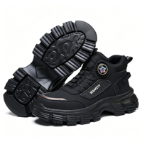 Chaussures de sécurité pour hommes, bottes de travail, bouton rotatif, imperméables, pour la randonnée en hiver, construction, anti-écrasement, anti-perforation, embout en acier