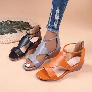 Sandal wedges wanita, sneaker datar anti licin untuk perempuan dan perempuan 2024