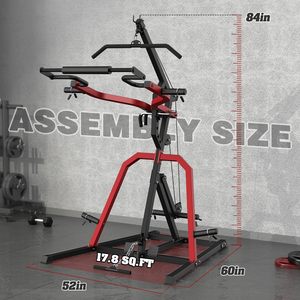 Estación de entrenamiento plegable para gimnasio en casa, con sistema de sentadillas y remo bajo con palanca LAT, relación 2:1 (sin discos de pesas), personalizable - Product Image 3