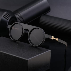 Nouvelles lunettes de soleil rondes de style européen pour hommes, monture noire en PC, protection UV400, pare-soleil de classe 2 - Product Image 2