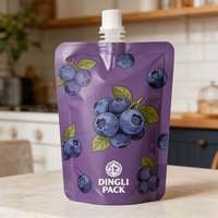 Pochette souple personnalisée avec bec verseur, sachet alimentaire pour jus sucré, emballage liquide de qualité alimentaire avec bouchon à vis