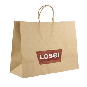 Bolsa de Papel Kraft Marrón Ecológica para Comida Rápida para Llevar, con Asas, Bolsas de Papel Promocionales - Product Image 1