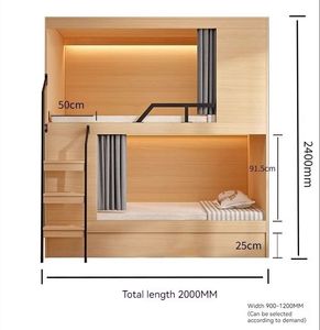 Neueste horizontale Vorhang Typ Schlaf kapsel Pod Space Capsule Hotel Schlafzimmer-Sets aus Holz für Schlafsaal betten - Product Image 4