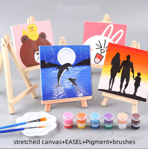 Bộ Tranh <span class=keywords><strong>canvas</strong></span> Mini kéo dài 10x15cm với sơn acrylic và cọ cho trẻ em in sẵn Tranh in vải - Product Image 3