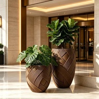 Pots à fleurs en ciment légers et durables de style américain, motif tissé, pour une utilisation en extérieur, en intérieur, dans les villas, sur les terrasses et dans les jardins