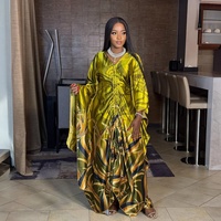 Robe africaine Boubou Femme à imprimé numérique avec ceintures et foulards, robe Bubu élégante pour femmes