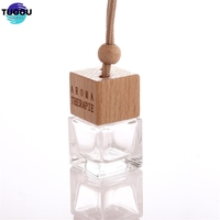 Couvercle en bois de ventilation à diffusion chaude pendentif en verre vide 5ml 10ml désodorisant carré odeur de roseau conteneur de bouteille de parfum de voiture