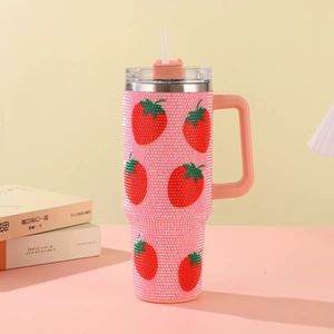 Stainless Steel Tumbler With Glitter Design Cartoon Pattern Vacuum Flask With Straw For Travel - Product Image 3