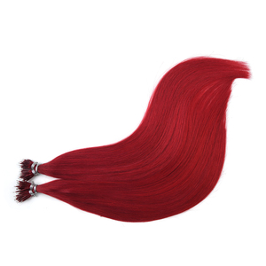 Extensiones de Cabello Nano Ring de Color Rojo, Cabello Humano Virgen Remy 100%, Punta Nano, Natural, Liso, con Microperlas en las Puntas Gruesas - Product Image 5