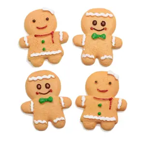 100Pcs Pipih Gingerbread Man Kue Natal Ornamen Hiasan Liontin Resin Tahun Baru Dekorasi Perlengkapan Pesta DIY Rambut Busur