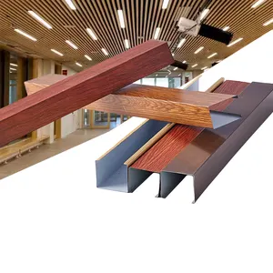 Factory Customized Indoor Decorative Metal Aluminium Curved Batten Suspended Strip Baffle False Ceiling Cladding for Supermarket