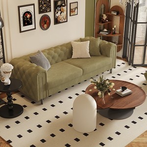 Sofá de Tela con Diseño Rectilíneo y Acolchado, Estilo Retro con Patrones Abstractos, Relleno de Espuma, Sofá para Sala de Estar - Product Image 2