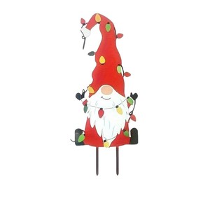 Gnomo de Jardín Navideño de Hierro, Adorno Decorativo para Exteriores, Decoración Navideña para Césped - Product Image 5