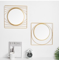 Meilleure vente, forme carrée, cadre en métal doré moderne, art mural, miroir décoratif pour salon