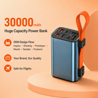 Batterie externe 100W 30000mAh avec double ports Type-C et USB, capacité réelle, idéale pour ordinateur portable et téléphone, OEM/ODM, logo personnalisé, vente en gros B2B