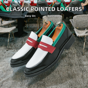 Mocassins à bout pointu pour hommes, décontractés, à enfiler, durables, faits main, classiques, Penny Loafer, pour mariage, solides, respirants, chaussures plates habillées - Product Image 2