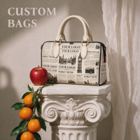 Sac bowling structuré de luxe en cuir PU imprimé crème et noir, style journal, pour femme, usage quotidien et bureau, sac à main, personnalisation OEM