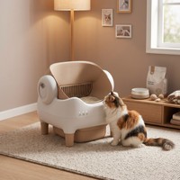 Kotak Pasir Kucing Pintar Petaok APP Controlled Extra Large 76L PP+ABS+POM Persegi Penghilang Bau Otomatis Pembersih Diri 8KG