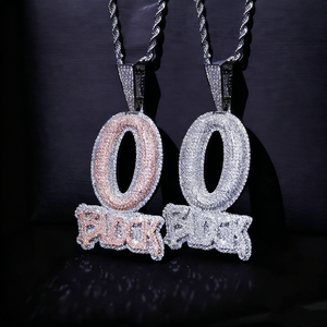 Custom Iced Out Brass Zircon O BLOCK Hip Hop Letter <strong>Name</strong> Pendant Necklace <strong>Chain</strong> 18k Gold Plated Fashion Jewelry Men Wholesale - Product Image 3