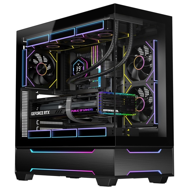 Best Selling Gaming PC Chassis ATX Hardware Computer PC Case Tower Glass Panels with 3pcs ARGB Fans Type-C Game PC Cabinet Cases