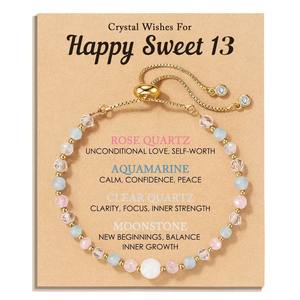 Braccialetto in Pietra Naturale con Tripla Protezione, Unisex, per Donne in Gravidanza, Regalo di Cristallo, Ossidiana e Acquamarina - Product Image 6