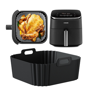 Tapis de cuisson et plateau en silicone réutilisables pour friteuse à air, revêtement antiadhésif résistant à la chaleur de qualité alimentaire, tapis de grillade polyvalent avec poignées - Product Image 2