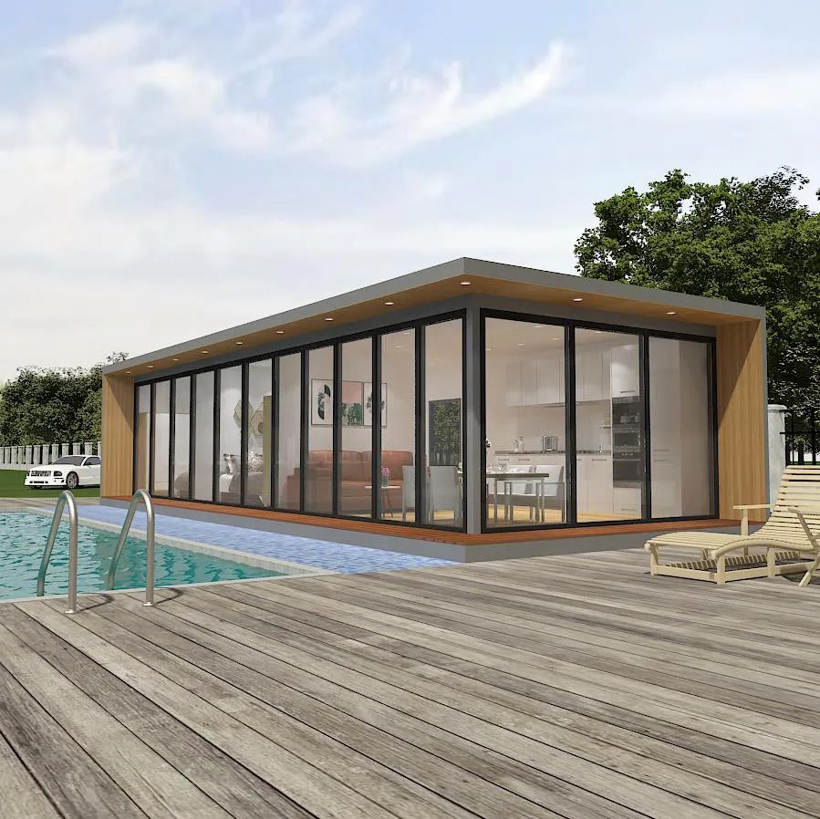 Maison de structure en acier léger préfabriquée personnalisée villa moderne maison de verre vivante