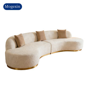 Modern Style L Shaped Curved Faux Lamb's Wool Fabric Sofa Set Armless Sectional for Living Room Villa School Workshop - Product Image 6