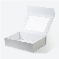 Boîte cadeau personnalisée de luxe pliable en forme de livre, en carton rigide avec fermeture magnétique et fenêtre transparente en PVC
