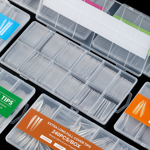 Super lange Wasserpfeife Nagels pitze Transparent ABS Natürlicher Sarg Ballerina Quadrat Stiletto Volle Abdeckung Französisch Falsche Nagels pitzen Kleber - Product Image 4