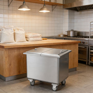 Meelwagen, roestvrij staal, verwijderbare rijstolie- en waterreservoir met deksel, keuken, commercieel - Product Image 3