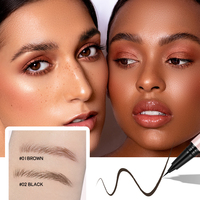 Pensil Alis Cair Kosmetik OEM Grosir Sampel Gratis Cepat Kering Tahan Air Vegan Hitam Coklat Pena Alis Label Pribadi Riasan