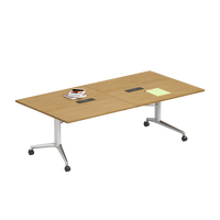 Table de conférence moderne en bois massif, pieds réglables, design pliable, caractéristiques écologiques, multifonctionnelle pour la maison, le bureau, la salle à manger