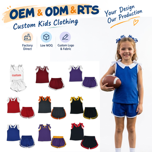 RTS/OEM/ODM Game Day Mädchen-Teamoutfits, Ärmelloses Schleifentop und Shorts-Set Mädchenbekleidung für Fußballspiele und Ausgeh-Looks - Product Image 1