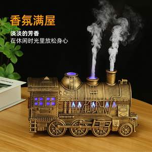 เครื่องเพิ่มความชื้นในอากาศรูปรถไฟสีบรอนซ์ ดีไซน์สร้างสรรค์ ความจุ 0.5 ลิตร ใช้พลังงานจาก USB เครื่องกระจายกลิ่นหอมแบบพกพาสำหรับใช้ในบ้าน พร้อมระบบพ่นไอน้ำคู่ - Product Image 3