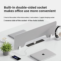 Bureau moderne pour employés, design créatif, plateau épaissi, structure en acier, pour quatre postes informatiques