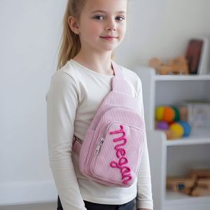 <b>Personalised</b> Corduroy Shoulder <b>Bag</b>, Casual Lightweight Travel Crossbody <b>Bag</b> for Girls, Cotton Rope Woven Name Sport Case - Product Image 2