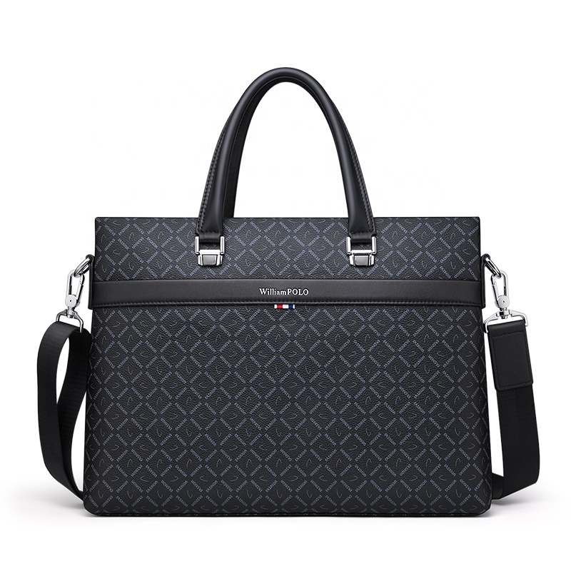 Men's PVC Leather Office Briefcase – Modern 14-Inch Laptop Messenger Bag - View 2