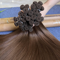 Brun chocolat de qualité supérieure #4 Trame de génie russe Extensions de cheveux humains Trame sans couture Invisible Main Attachée Extensions de cheveux crus