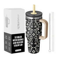 Everich Tasse à paille avec poignée personnalisée Bouilloire isolante de luxe Tasse à café en acier inoxydable de grande capacité Gobelet à paille à boire