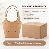 Sac de plage en EVA imperméable, sac à main léger avec trous de décoration DIY, design ouvert, sac de voyage et de shopping pour femmes, été