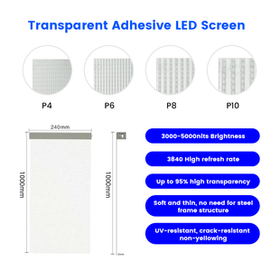 Panneau vidéo LED flexible transparent facile à utiliser, enroulable, P4 P5 P6 P8 P10 P16, film adhésif 3D transparent souple sur <span class=keywords><strong>verre</strong></span> - Product Image 4