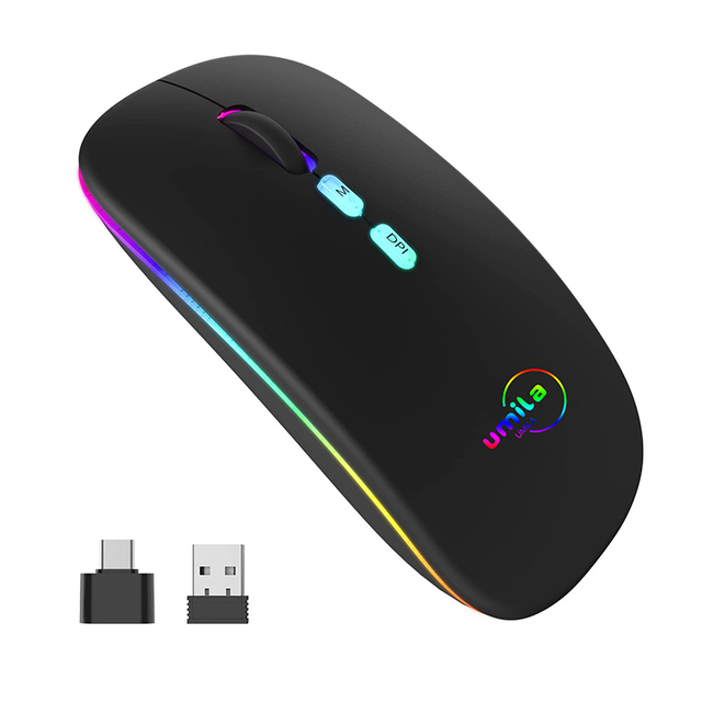 High Quality 5 Button 1600DPI Slim Wireless BT Dual Mode Rechargeable Mouse Wireless